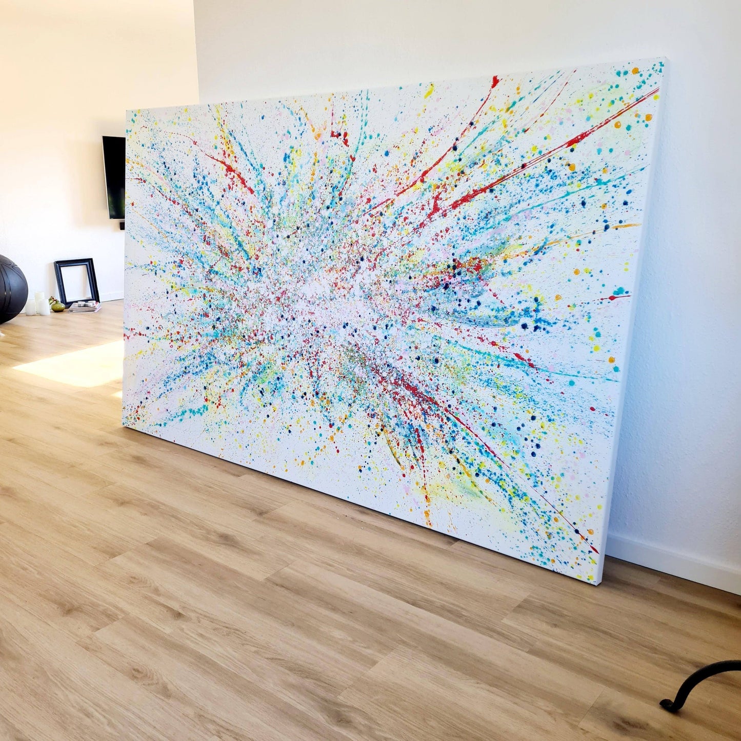 VORHANDEN / abstraktes gesprenkeltes acrylbild modern abstract art 220 x 130 cm Abstrakte Bilder & moderne Auftragsmalerei, abstrakte große bilder online kaufen, Auftrags Malere
