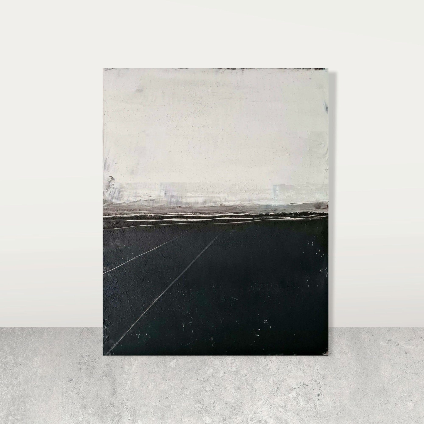 Ruhe / 50 x 70 cm / schwarz weiß, Ruhe / 100 x 80 cm / schwarz weiß, Ruhe / 120 x 100 cm / schwarz weiß, Ruhe / 200 x 120 cm / schwarz weiß abstrakte acrylbilder auf leinwand