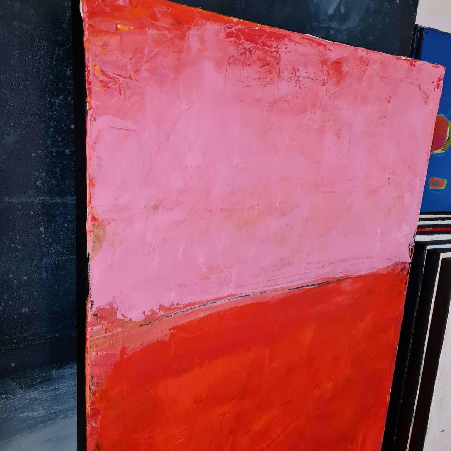 Leidenschaftliche Farben: Abstrakte Malerei in Pink und Rot mit handgefertigtem Keilrahmen Abstrakte Bilder & moderne Auftragsmalerei, abstrakte große bilder online kaufen, Auftrags Malere
