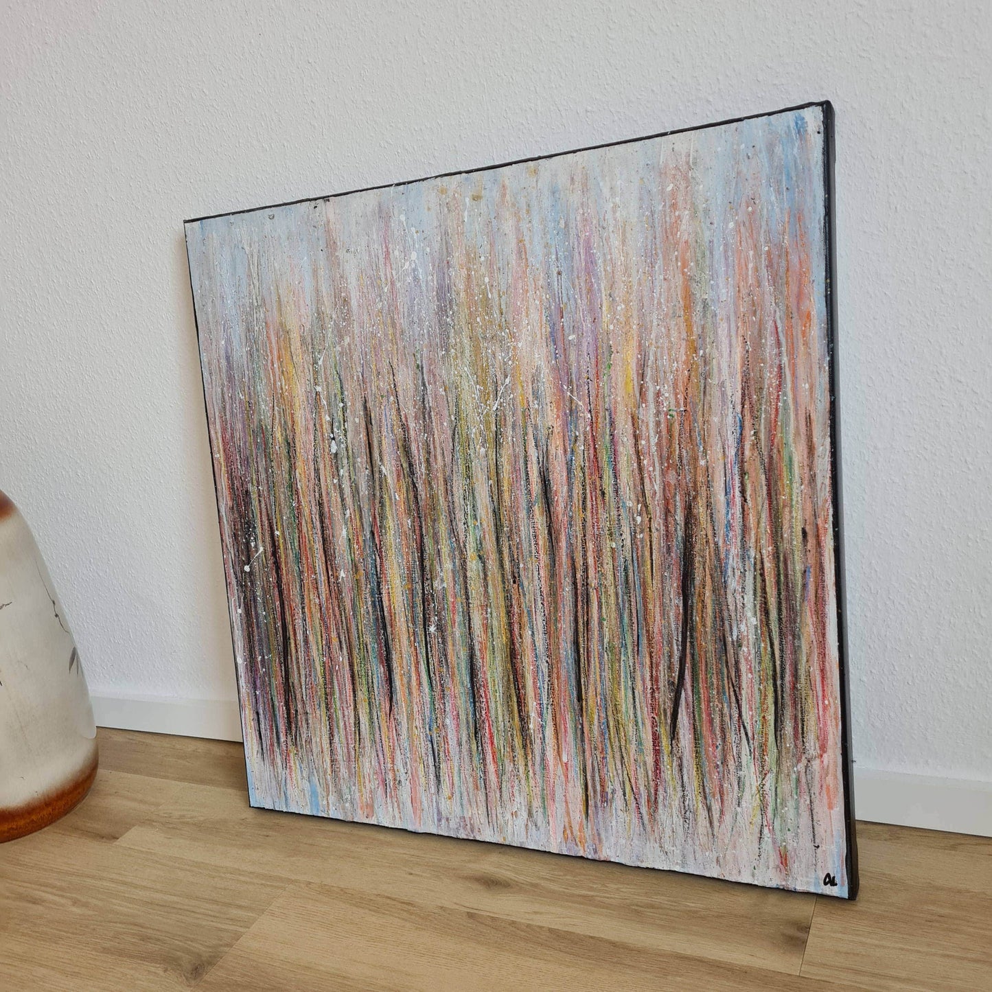 weiße Bilder - Kunst nach Maß - Lebendige Regenbogenfarben und faszinierender Goldeffekt" Abstrakte Bilder & moderne Auftragsmalerei, abstrakte große bilder online kaufen, Auftrags Malere