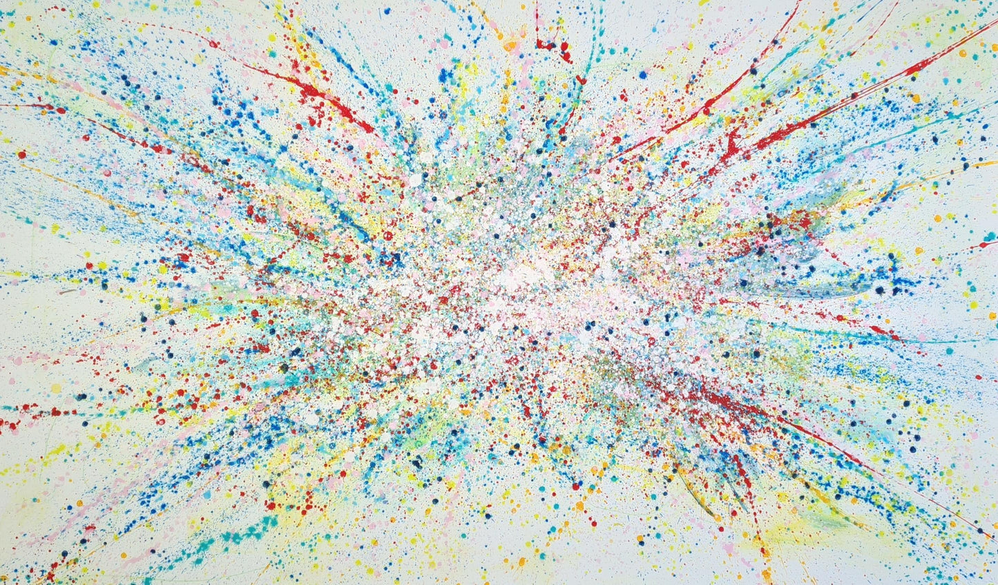 VORHANDEN / abstraktes gesprenkeltes acrylbild modern abstract art 220 x 130 cm Abstrakte Bilder & moderne Auftragsmalerei, abstrakte große bilder online kaufen, Auftrags Malere
