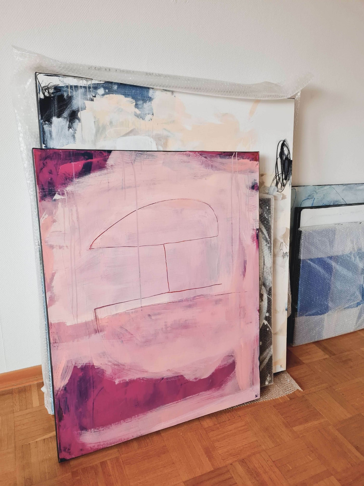 Abstraktes Bild in Pink - Moderne Kunst für Ihre Wohnräume Abstrakte Bilder & moderne Auftragsmalerei, abstrakte große bilder online kaufen, Auftrags Malere