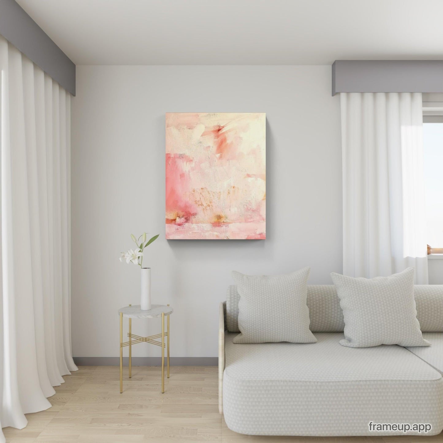 Individuelles Kunstwerk - Sanftes Rosa-Weißes Bild auf Bestellung Abstrakte Bilder & moderne Auftragsmalerei, abstrakte große bilder online kaufen, Auftrags Malere