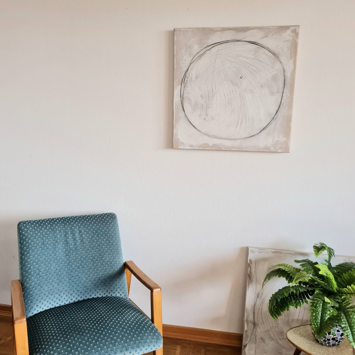 Minimalistisches Kunstwerk in Kratztechnik auf Naturleinen Abstrakte Bilder & moderne Auftragsmalerei, abstrakte große bilder online kaufen, Auftrags Malere