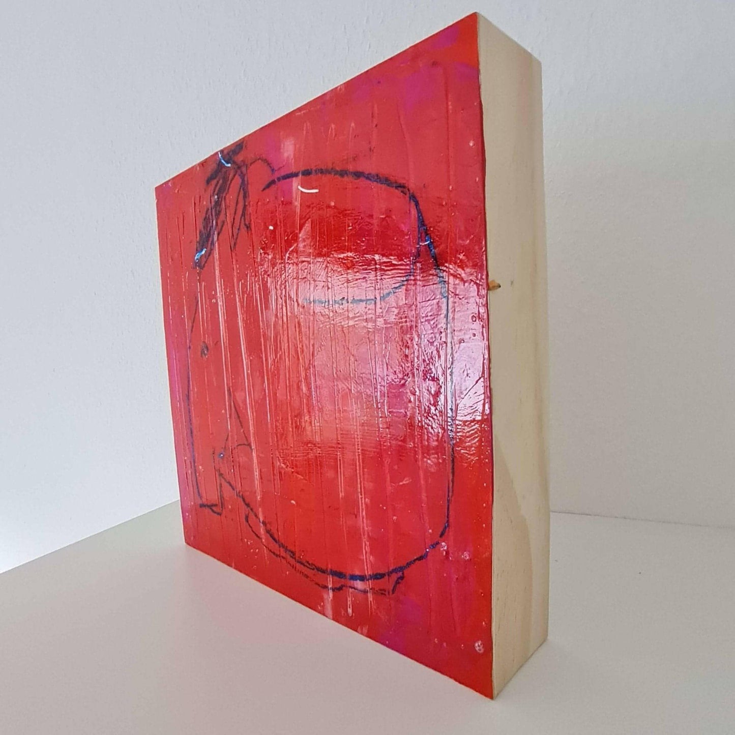 "Elefantenwitze" - Ein abstraktes Kunstwerk auf Holzkörper Abstrakte Bilder & moderne Auftragsmalerei, abstrakte große bilder online kaufen, Auftrags Malere