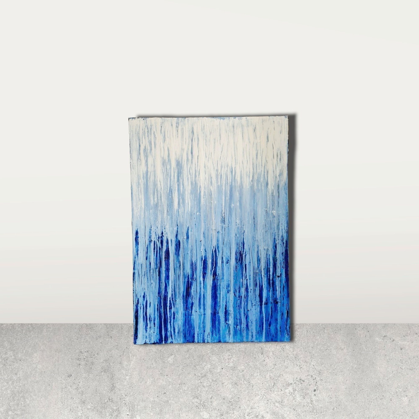 blau weißes Bild - Kratztechnik als Auftragsbild auf 100 x 70 cm Leinwand Abstrakte Bilder & moderne Auftragsmalerei, abstrakte große bilder online kaufen, Auftrags Malere