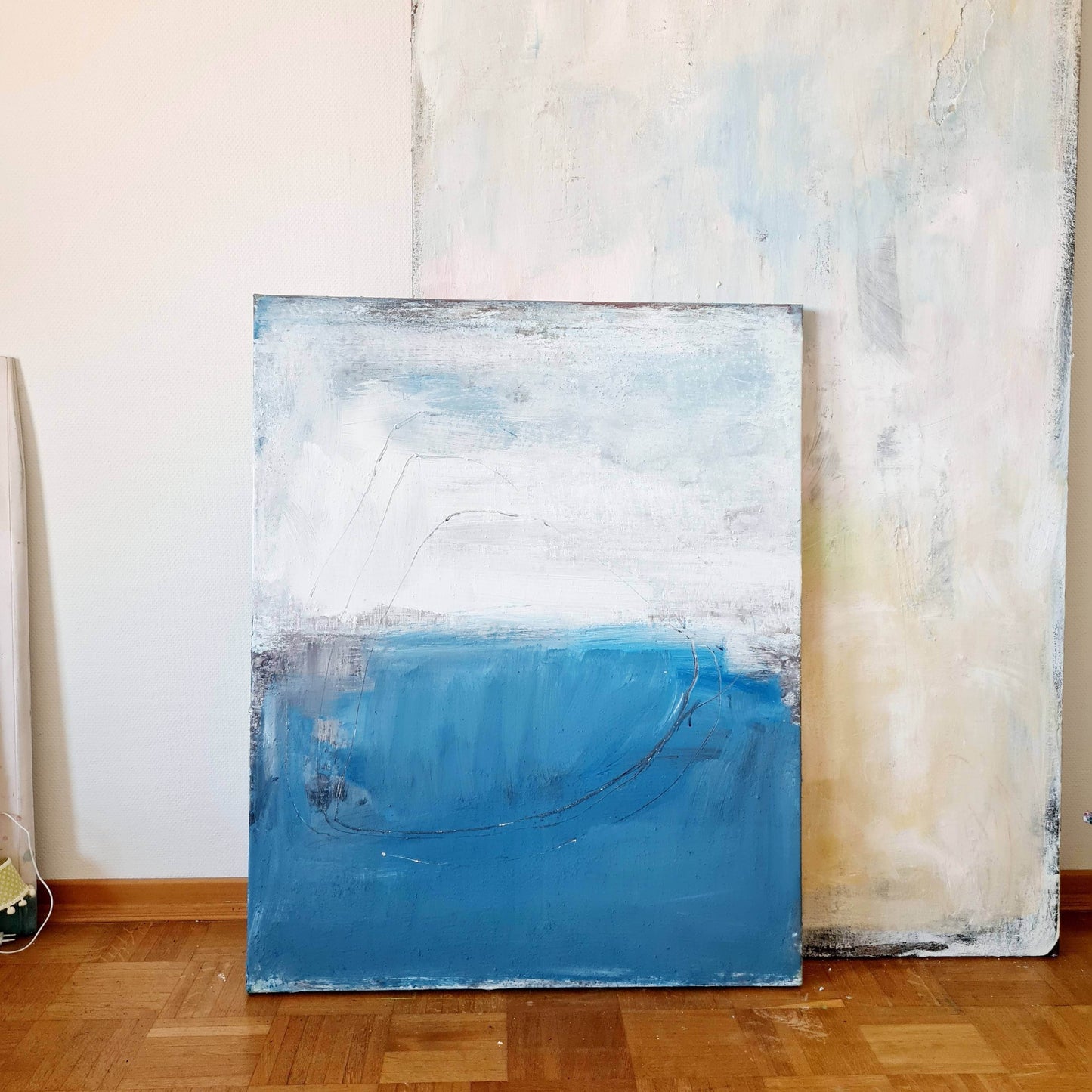 Meeresschwingung / 100 x 80 cm / Blau, Meeresschwingung / 160 x 160 cm / Blau abstrakte acrylbilder auf leinwand
