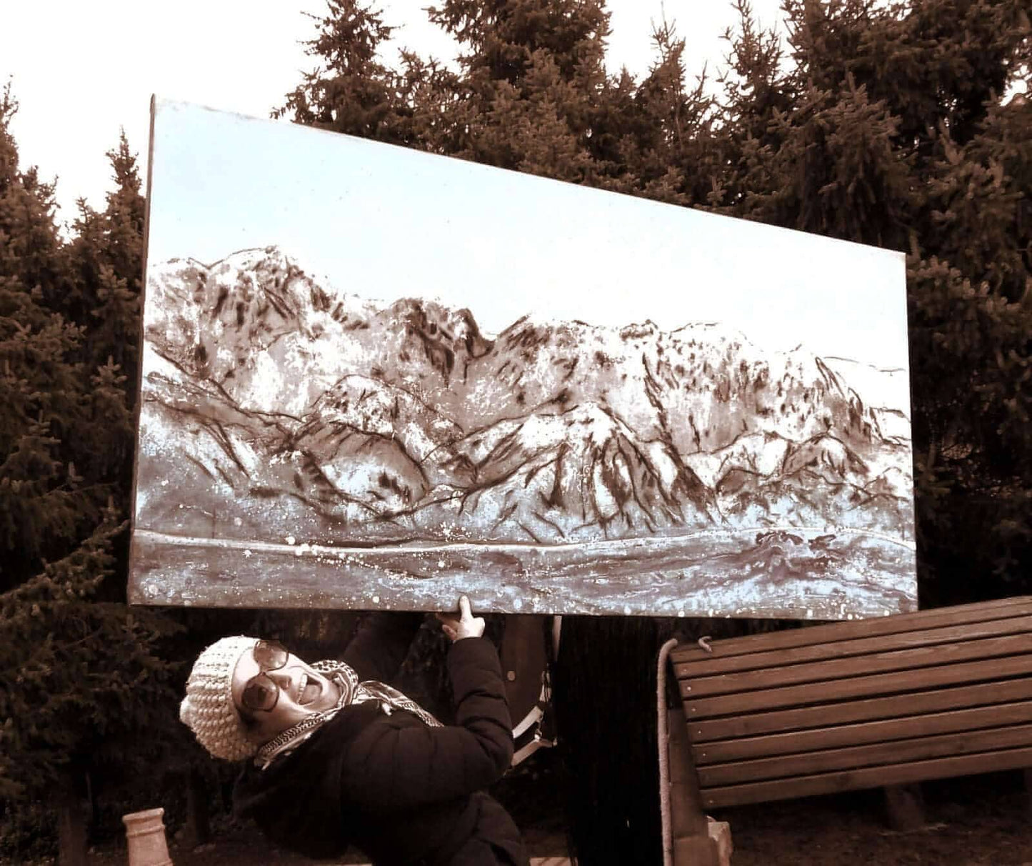 150 x 60 cm / blau / Lieblingsgebirge, 160 x 100 cm / blau / Lieblingsgebirge, 200 x 100 cm / blau / Lieblingsgebirge, Panoramaformat 250 x 70 cm / blau / Lieblingsgebirge abstrakte acrylbilder auf leinwand Auftragsmalerei