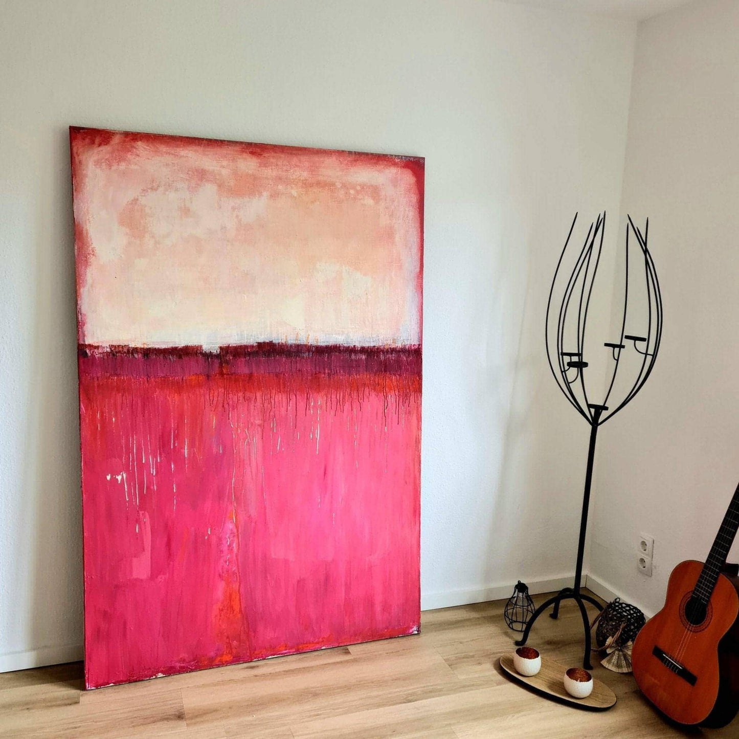 Rotes großes Kunstwerk für den Treppenaufgang - Der Weg zu Dir Abstrakte Bilder & moderne Auftragsmalerei, abstrakte große bilder online kaufen, Auftrags Malere