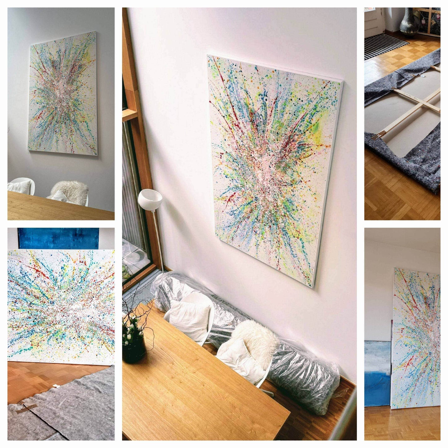 VORHANDEN / abstraktes gesprenkeltes acrylbild modern abstract art 220 x 130 cm Abstrakte Bilder & moderne Auftragsmalerei, abstrakte große bilder online kaufen, Auftrags Malere