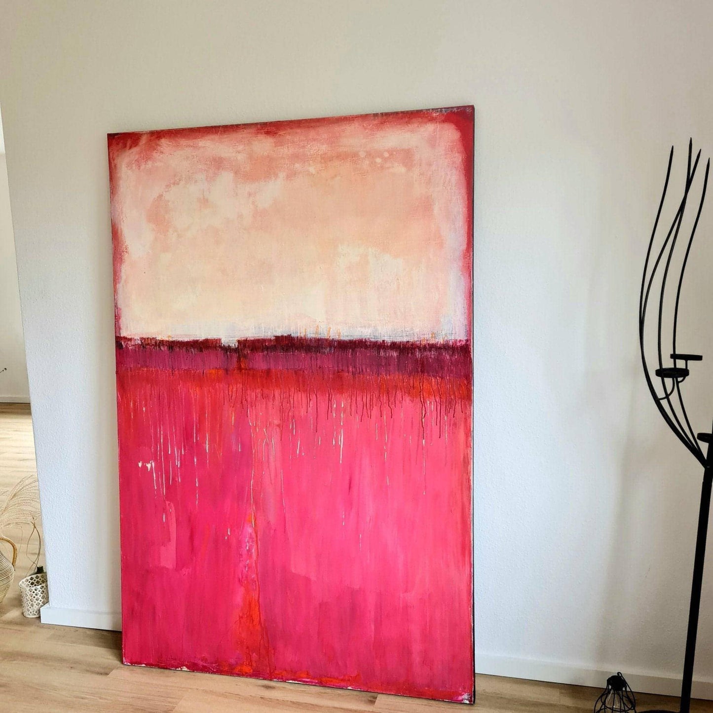 Rotes großes Kunstwerk für den Treppenaufgang - Der Weg zu Dir Abstrakte Bilder & moderne Auftragsmalerei, abstrakte große bilder online kaufen, Auftrags Malere