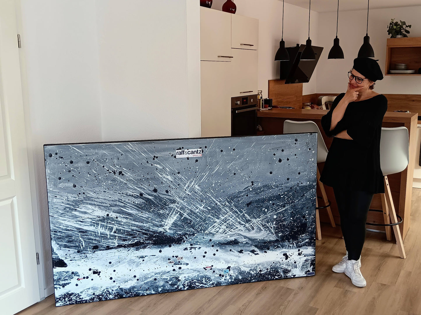 Kunst für Unternehmen / 100 x 100 cm / s/w, Kunst für Unternehmen / 190 x 110 cm / s/w, Kunst für Unternehmen / 100 x 160 cm / s/w abstrakte acrylbilder auf leinwand