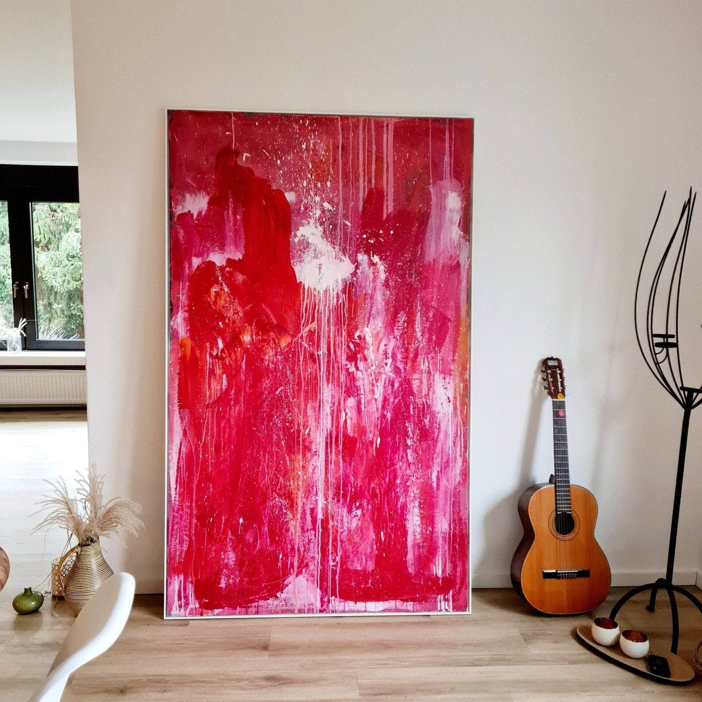 Rotes Kunstwerk für Treppenaufgang - Thema: Ideenrunde Abstrakte Bilder & moderne Auftragsmalerei, abstrakte große bilder online kaufen, Auftrags Malere