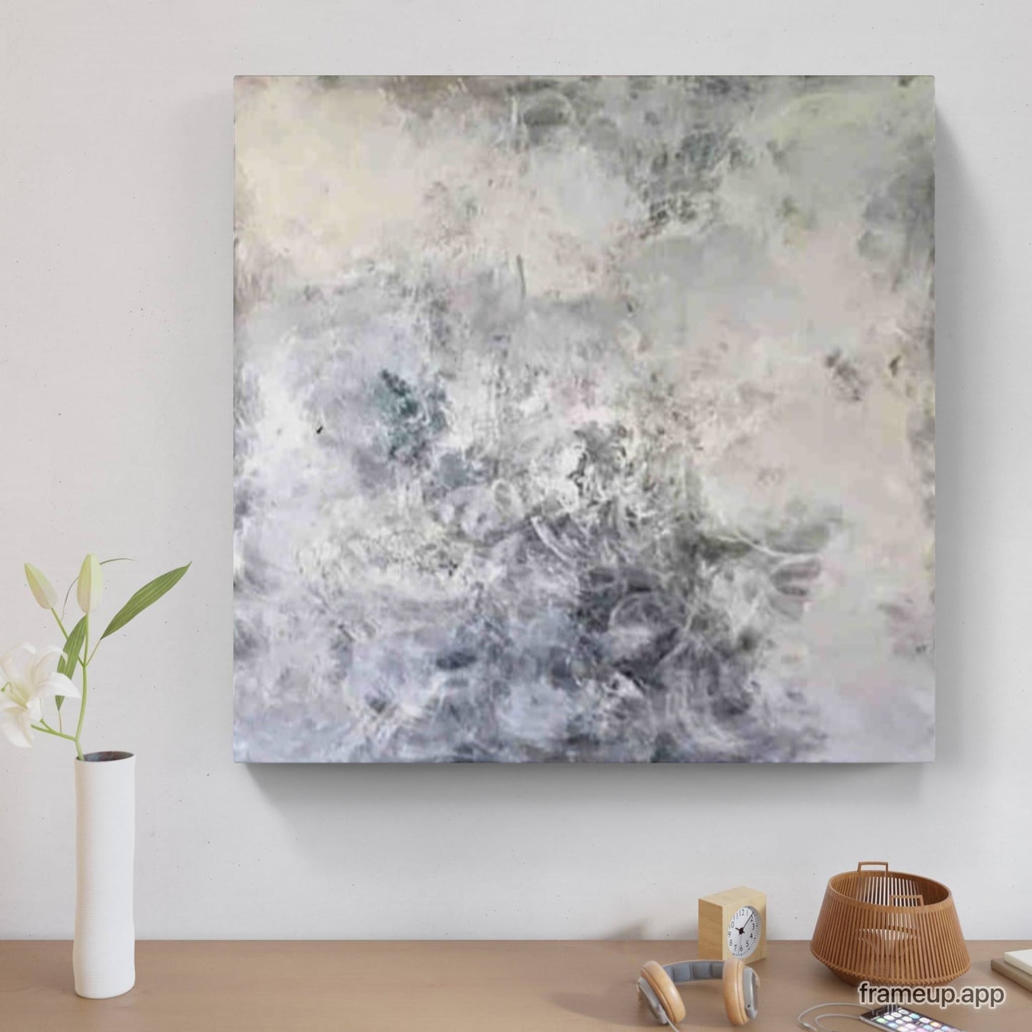 120 x 120 cm / Wolkenhaft / weiss, 140 x 140 cm / Wolkenhaft / weiss, 160 x 160 cm / Wolkenhaft / weiss, 180 x 180 cm / Wolkenhaft / weiss abstrakte acrylbilder auf leinwand