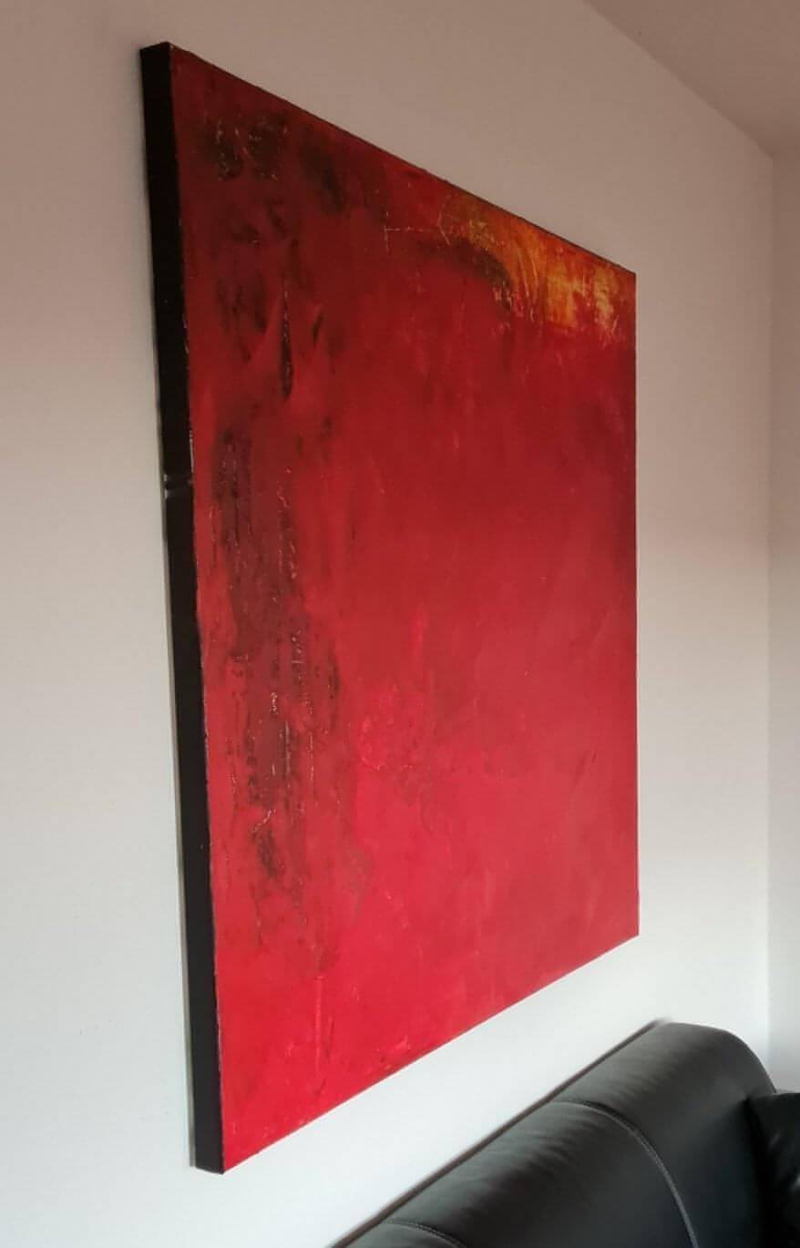 Warme Herbstsonne / 120 x 120 cm / rot abstrakte acrylbilder auf leinwand