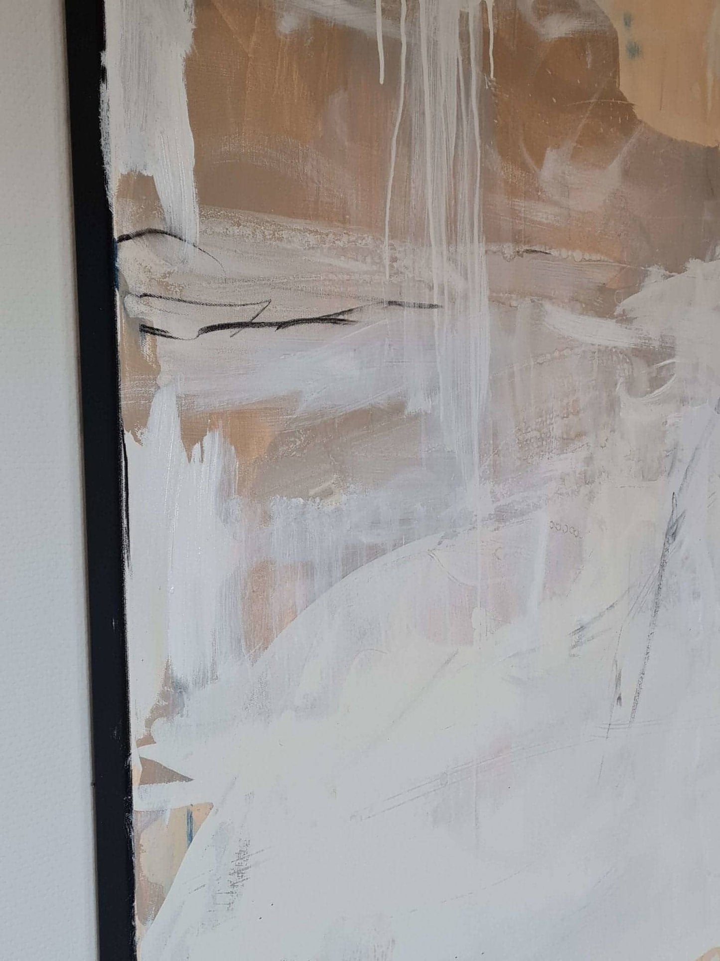 Abstrakte Landschaftsdarstellung in Brauntönen, Beige und Weiß - Raum für eigene Interpretationen Abstrakte Bilder & moderne Auftragsmalerei, abstrakte große bilder online kaufen, Auftrags Malere
