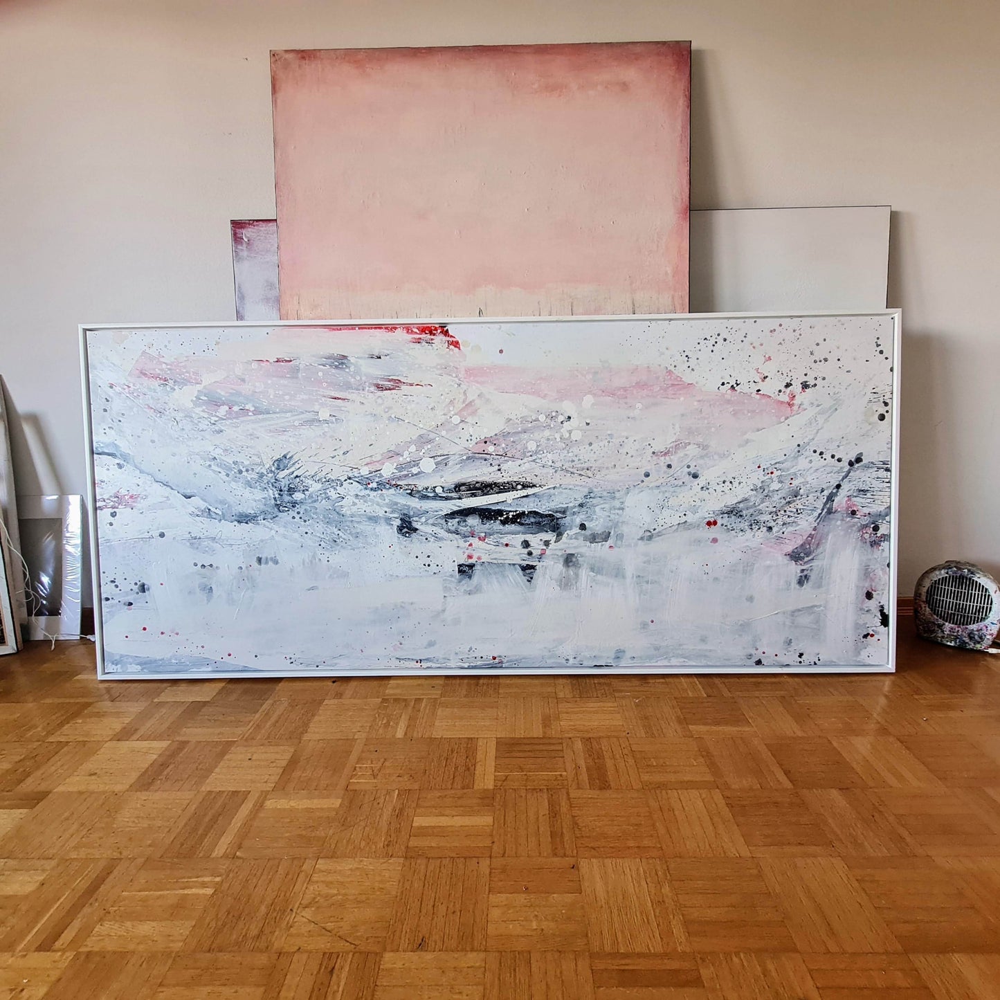 VORHANDEN / weisses bild inkl. Schattenfugenrahmen - modern art Abstrakte Bilder & moderne Auftragsmalerei, abstrakte große bilder online kaufen, Auftrags Malere