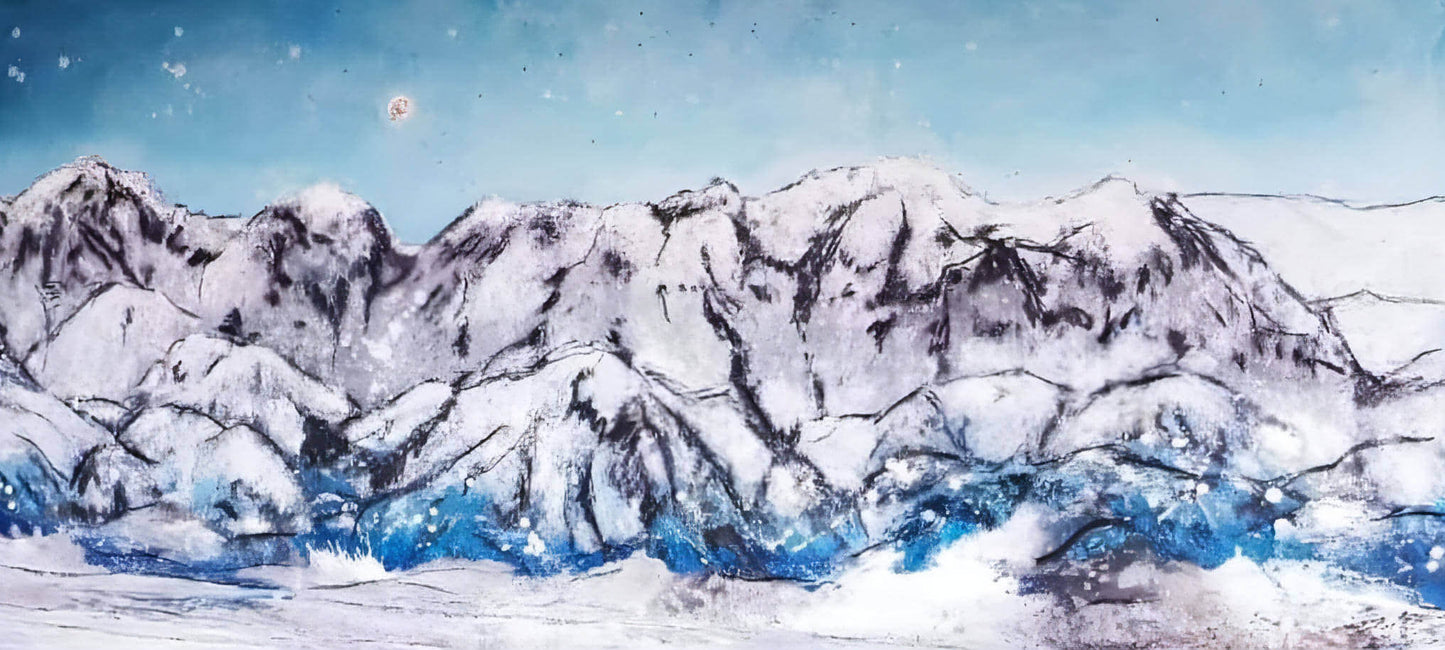 150 x 60 cm / blau / Lieblingsgebirge, 160 x 100 cm / blau / Lieblingsgebirge, 200 x 100 cm / blau / Lieblingsgebirge, Panoramaformat 250 x 70 cm / blau / Lieblingsgebirge abstrakte acrylbilder auf leinwand Auftragsmalerei