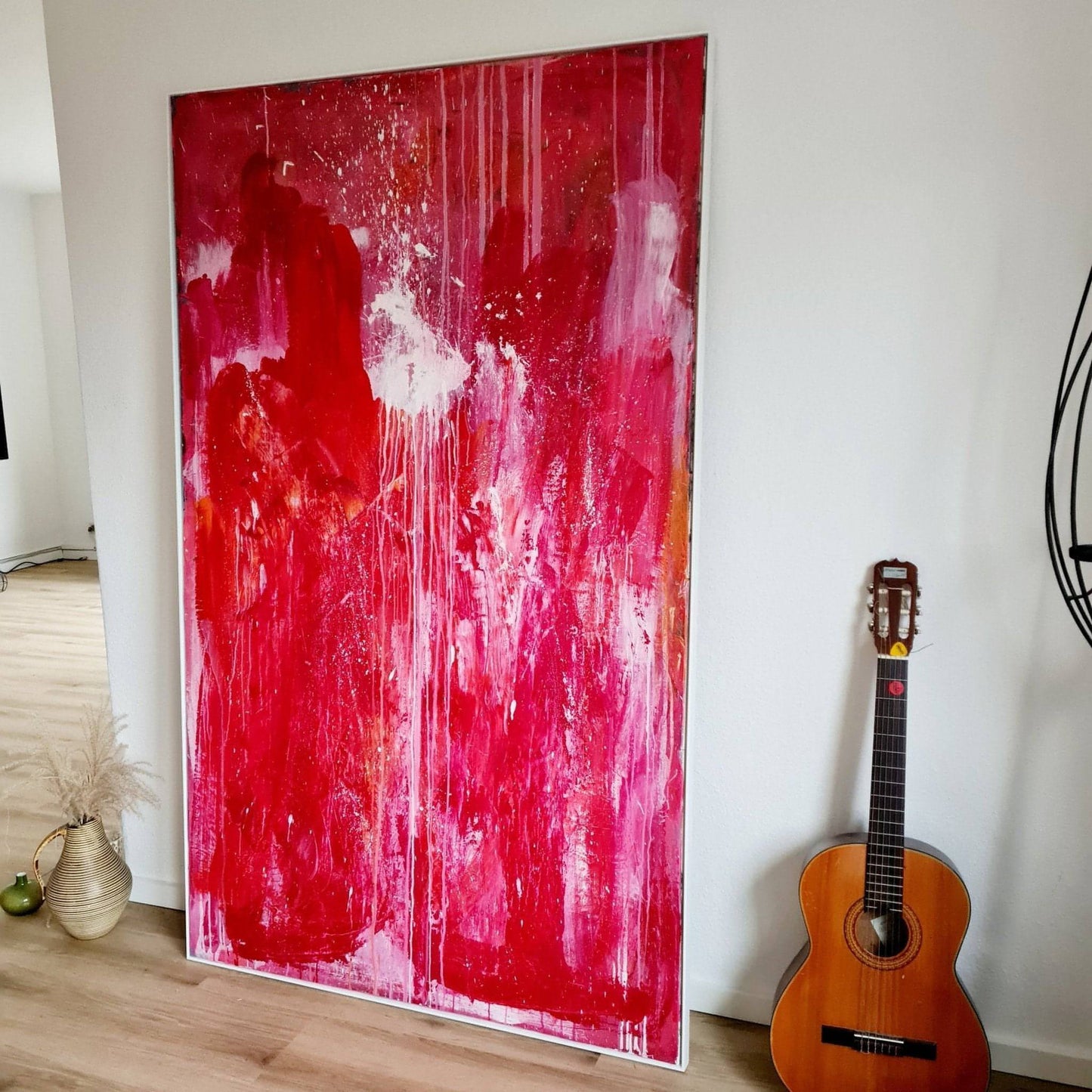 115 x 185 cm - inkl. Schattenfugenrahmen / Ideenrunde / rot abstrakte acrylbilder auf leinwand