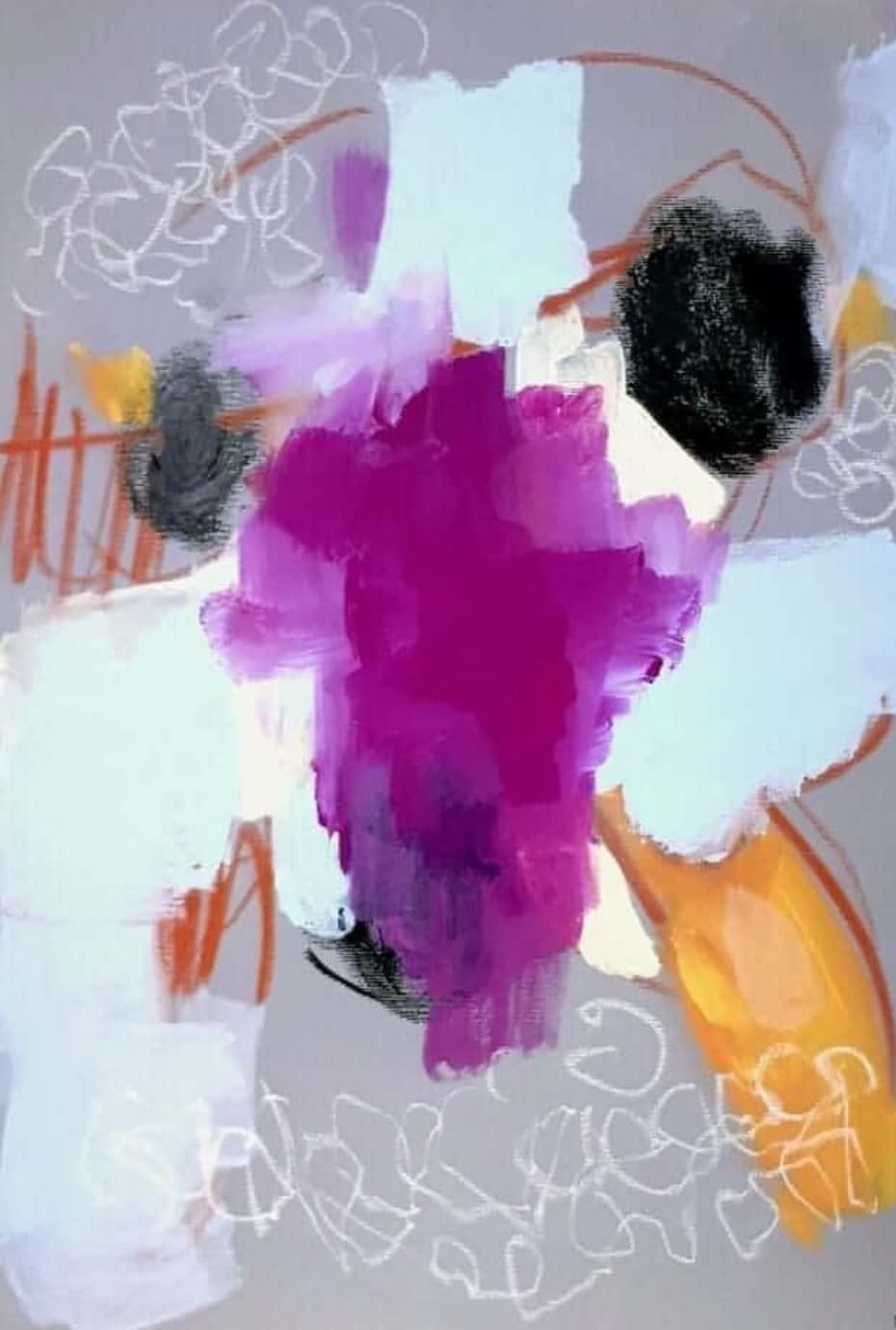 vorhandenes Unikat: Friedliches Landleben / 50 x 40 cm / grau abstrakte acrylbilder auf leinwand