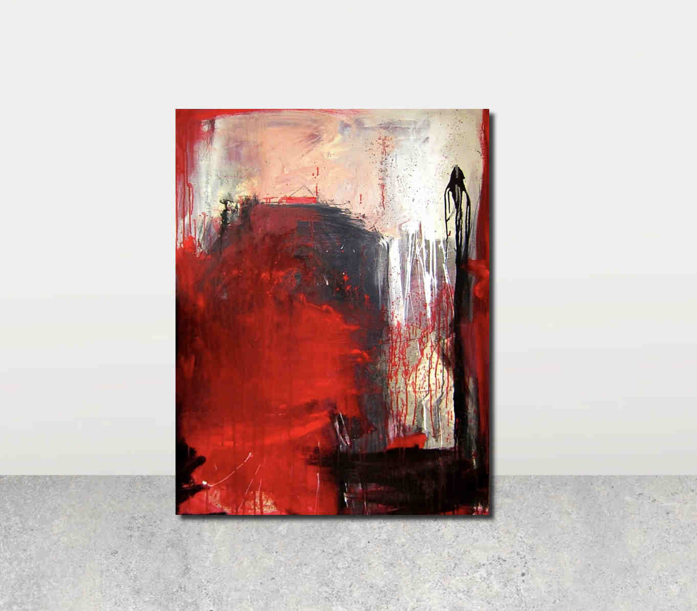 Abstraktes Bild in Schwarz-Rot - Ein Schrei nach Liebe (Song von den Ärzten) Abstrakte Bilder & moderne Auftragsmalerei, abstrakte große bilder online kaufen, Auftrags Malere