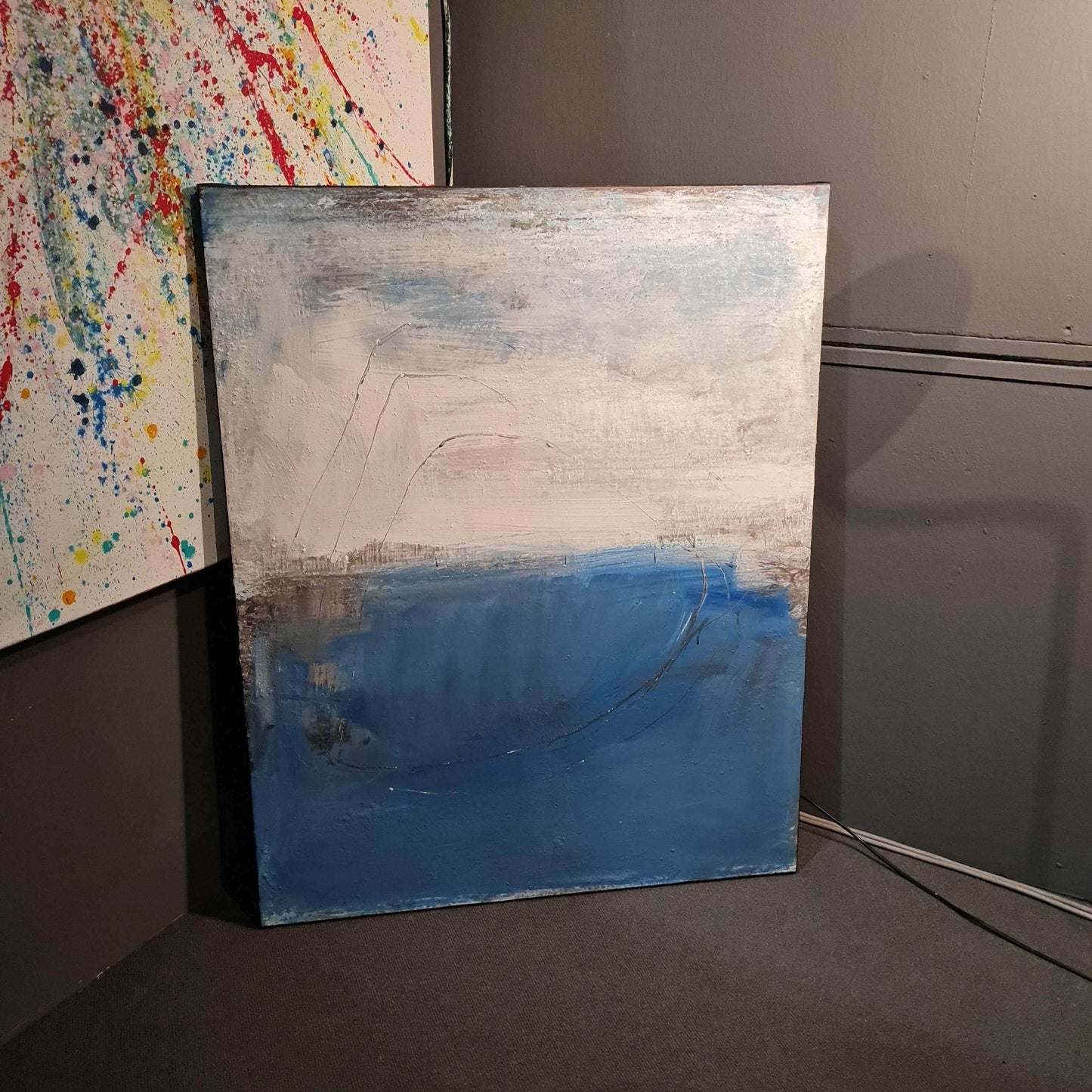 Meeresschwingung / 100 x 80 cm / Blau, Meeresschwingung / 160 x 160 cm / Blau abstrakte acrylbilder auf leinwand