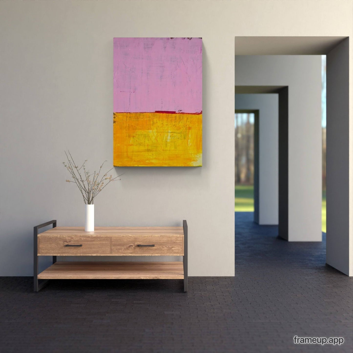 Rastbank / rosa gelb / 80 x 60 cm, Rastbank / rosa gelb / 100 x 80 cm, Rastbank / rosa gelb / 100 x 120 cm, Rastbank / rosa gelb / 120 x 140 cm, Rastbank / rosa gelb / 100 x 160 cm, Rastbank / rosa gelb / 160 x 160 cm, Rastbank / rosa gelb / 140 x 140 cm abstrakte acrylbilder auf leinwand