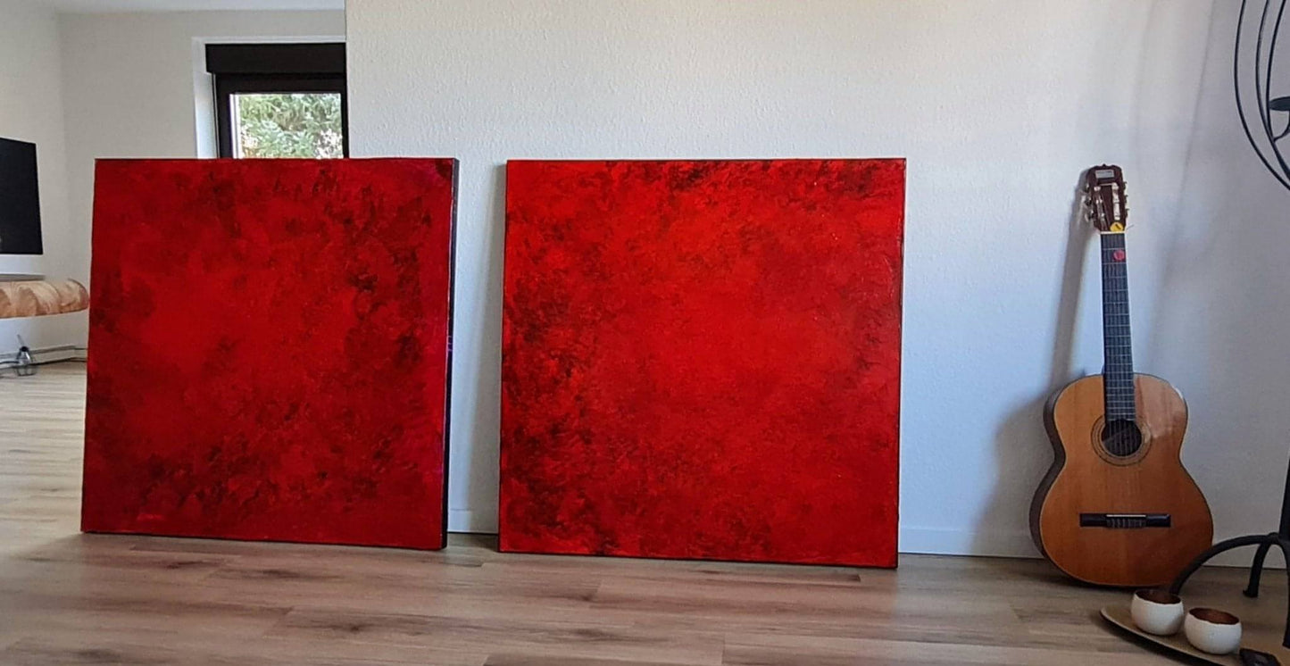 100 x 100 cm / Energiequelle / rot, 120 x 120 cm / Energiequelle / rot, 140 x 100 cm / Energiequelle / rot, 140 x 140 cm / Energiequelle / rot, 160 x 160 cm / Energiequelle / rot abstrakte acrylbilder auf leinwand