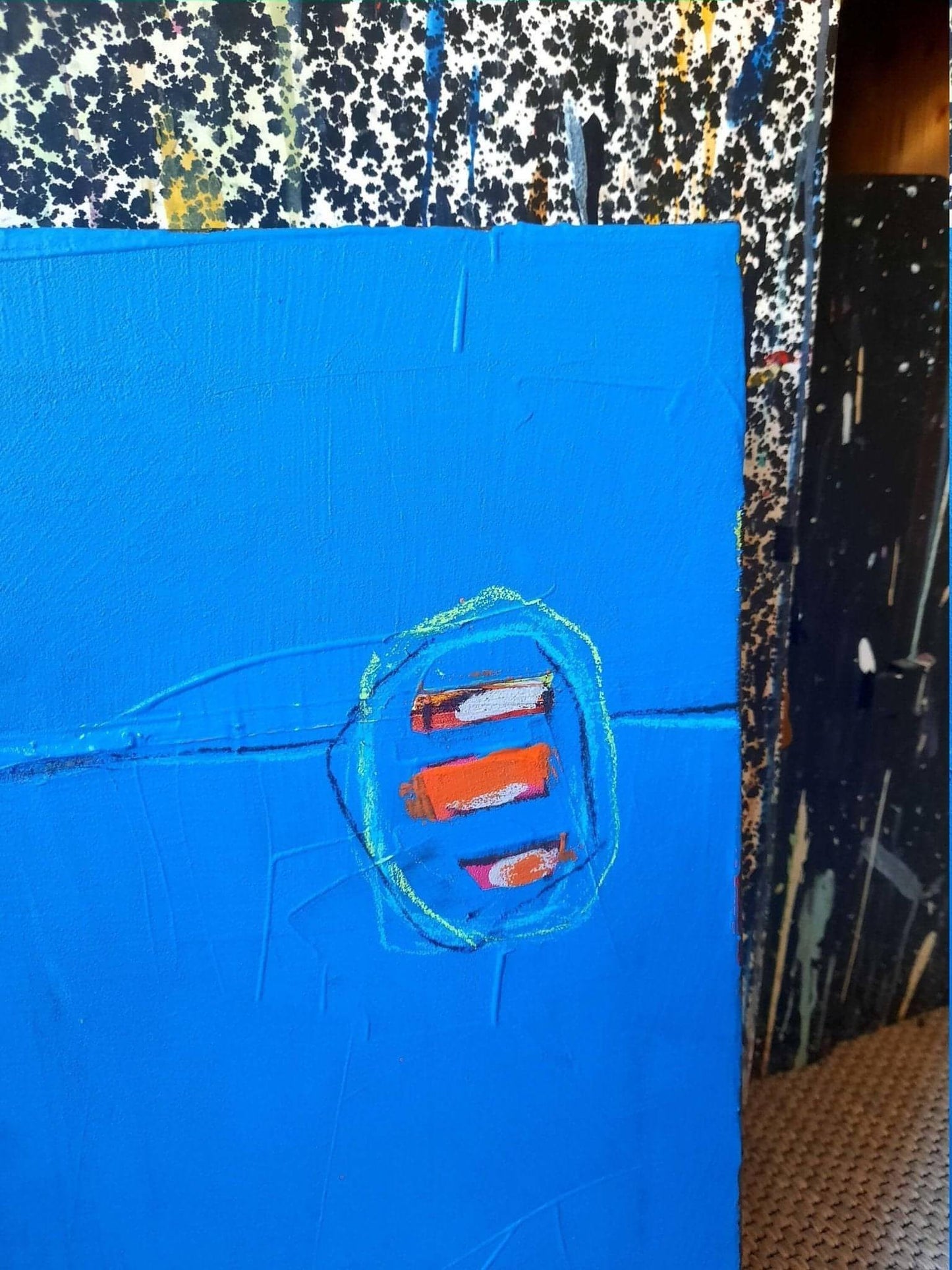 vorhandenes Unikat: Soup to go / 50 x 40 cm / blau abstrakte acrylbilder auf leinwand