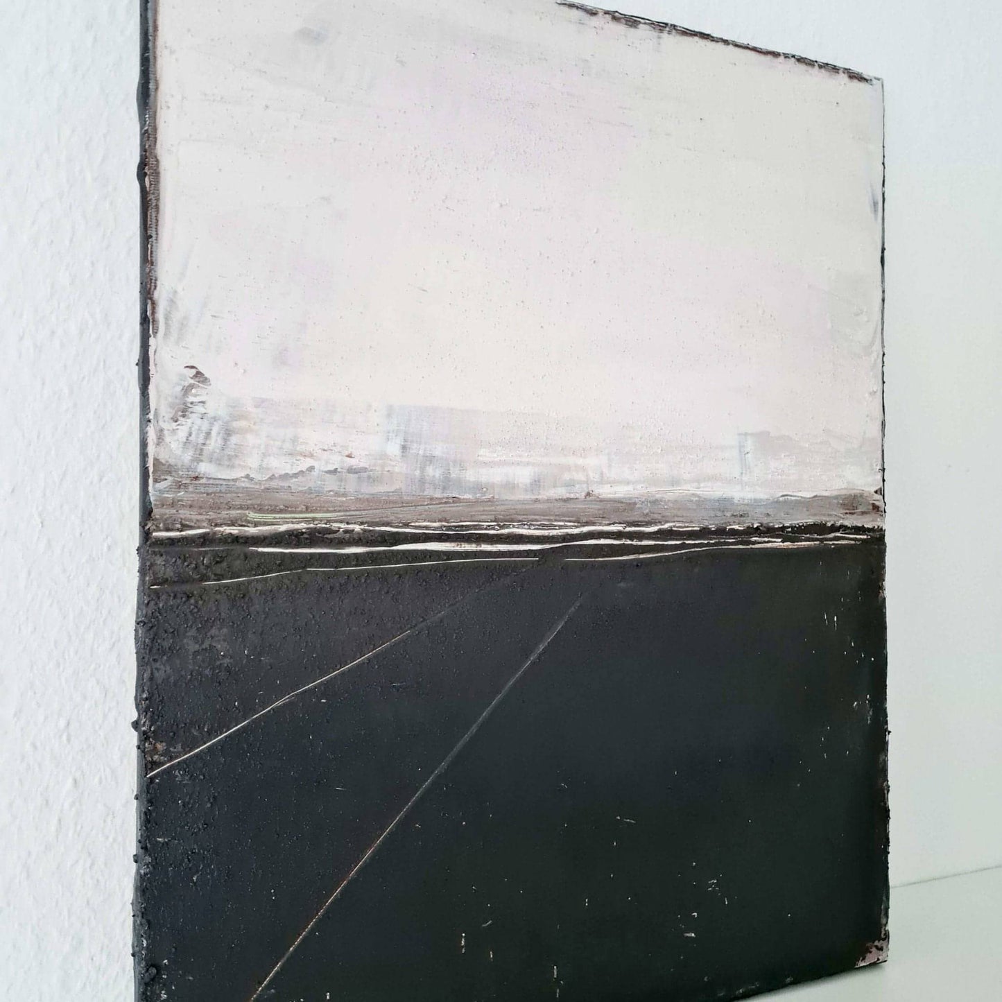 Ruhe / 50 x 70 cm / schwarz weiß, Ruhe / 100 x 80 cm / schwarz weiß, Ruhe / 120 x 100 cm / schwarz weiß, Ruhe / 200 x 120 cm / schwarz weiß abstrakte acrylbilder auf leinwand