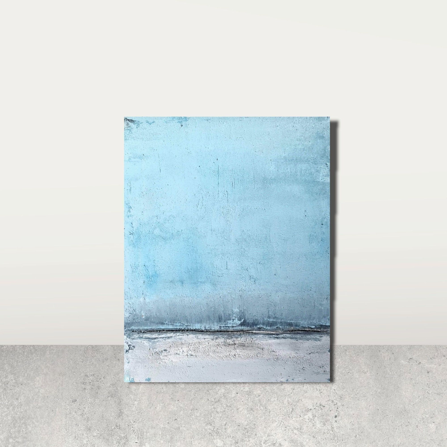 Abstraktes blaues Bild in verschiedenen Blautönen, inspiriert von einer Landschaft Abstrakte Bilder & moderne Auftragsmalerei, abstrakte große bilder online kaufen, Auftrags Malere