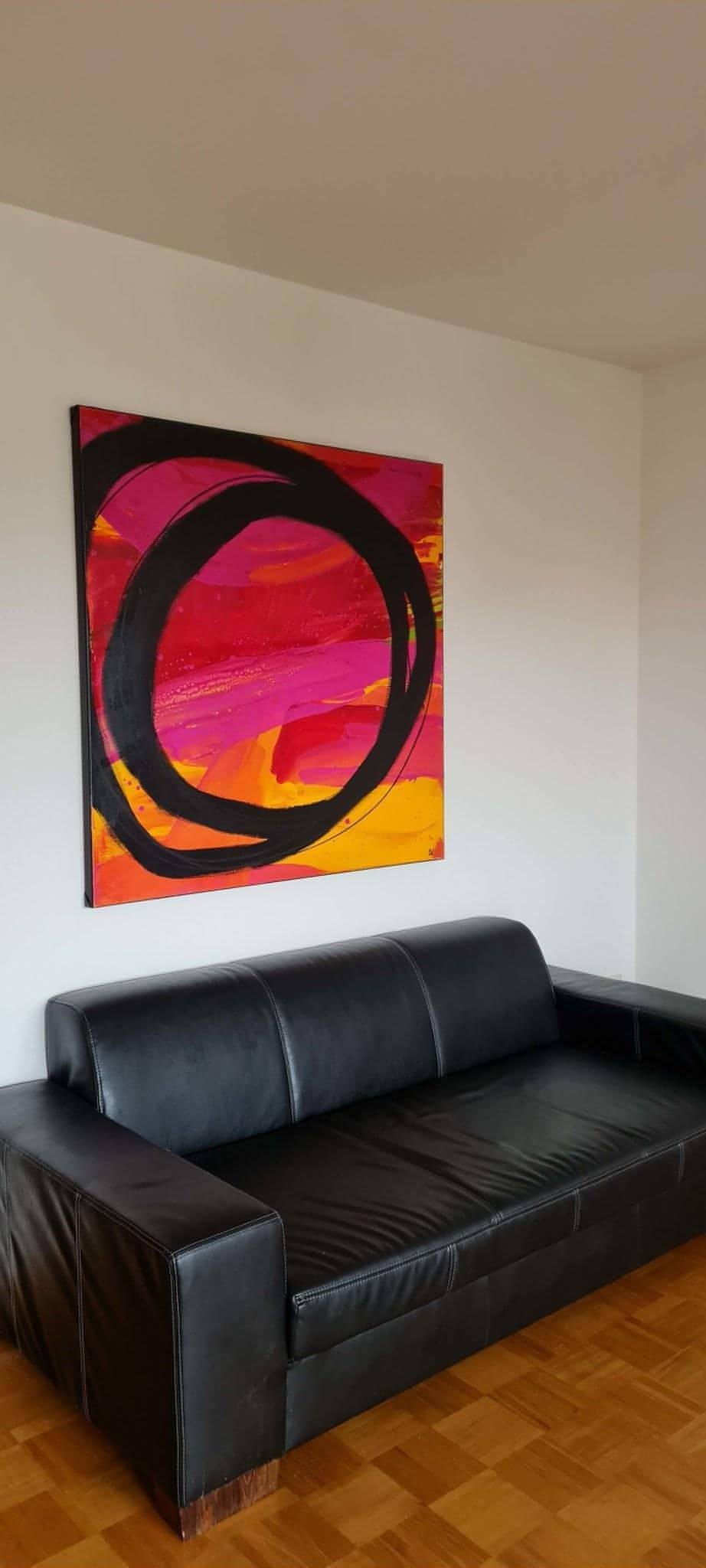 rotes Bild - Farbenprächtiges Kunstwerk: Abstraktes Gemälde Abstrakte Bilder & moderne Auftragsmalerei, abstrakte große bilder online kaufen, Auftrags Malere