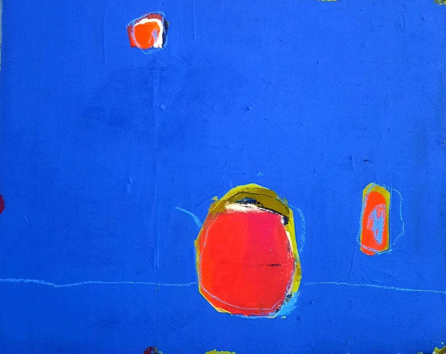 vorhandenes Unikat: Kaffee to go / 50 x 40 cm / blau abstrakte acrylbilder auf leinwand