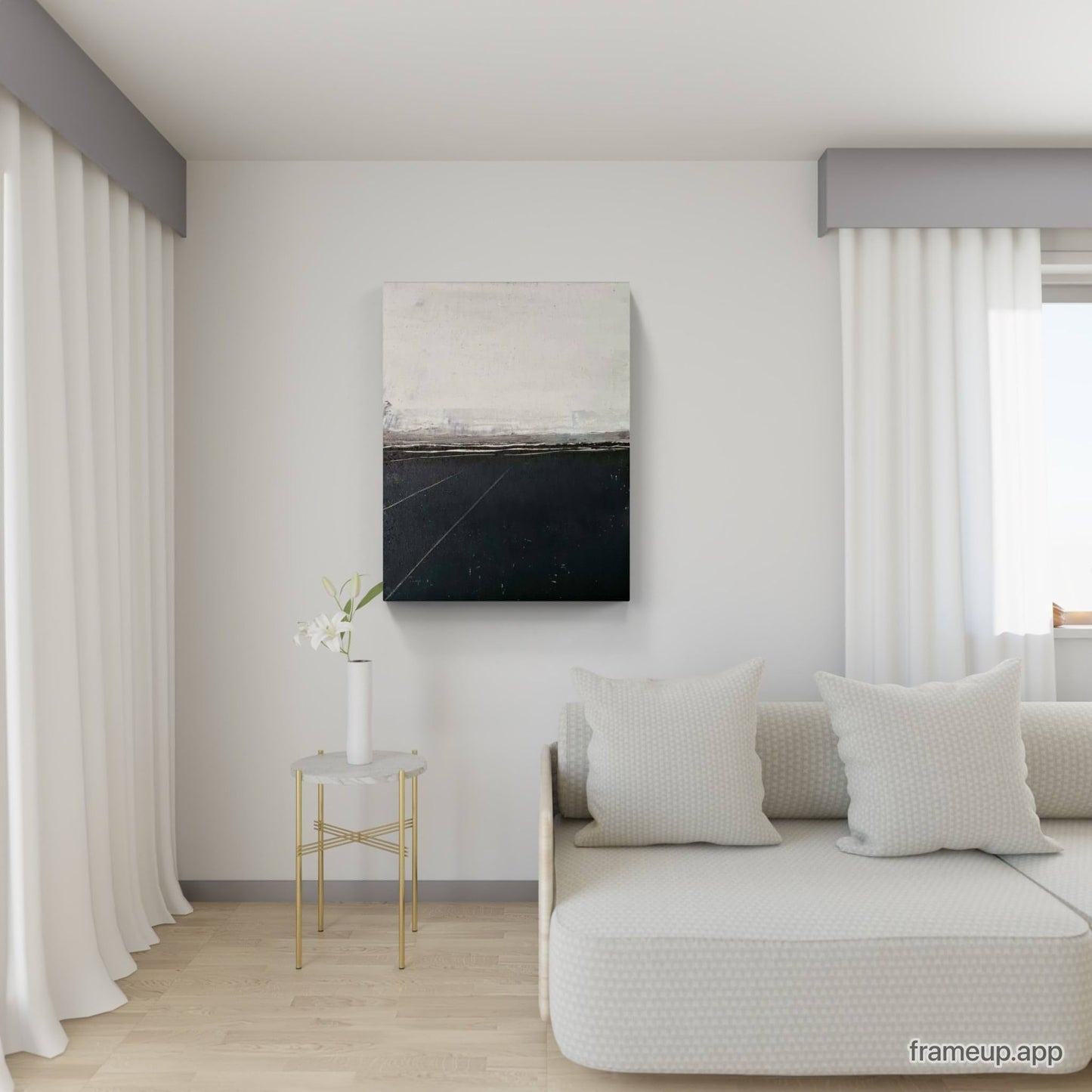 Ruhe / 50 x 70 cm / schwarz weiß, Ruhe / 100 x 80 cm / schwarz weiß, Ruhe / 120 x 100 cm / schwarz weiß, Ruhe / 200 x 120 cm / schwarz weiß abstrakte acrylbilder auf leinwand
