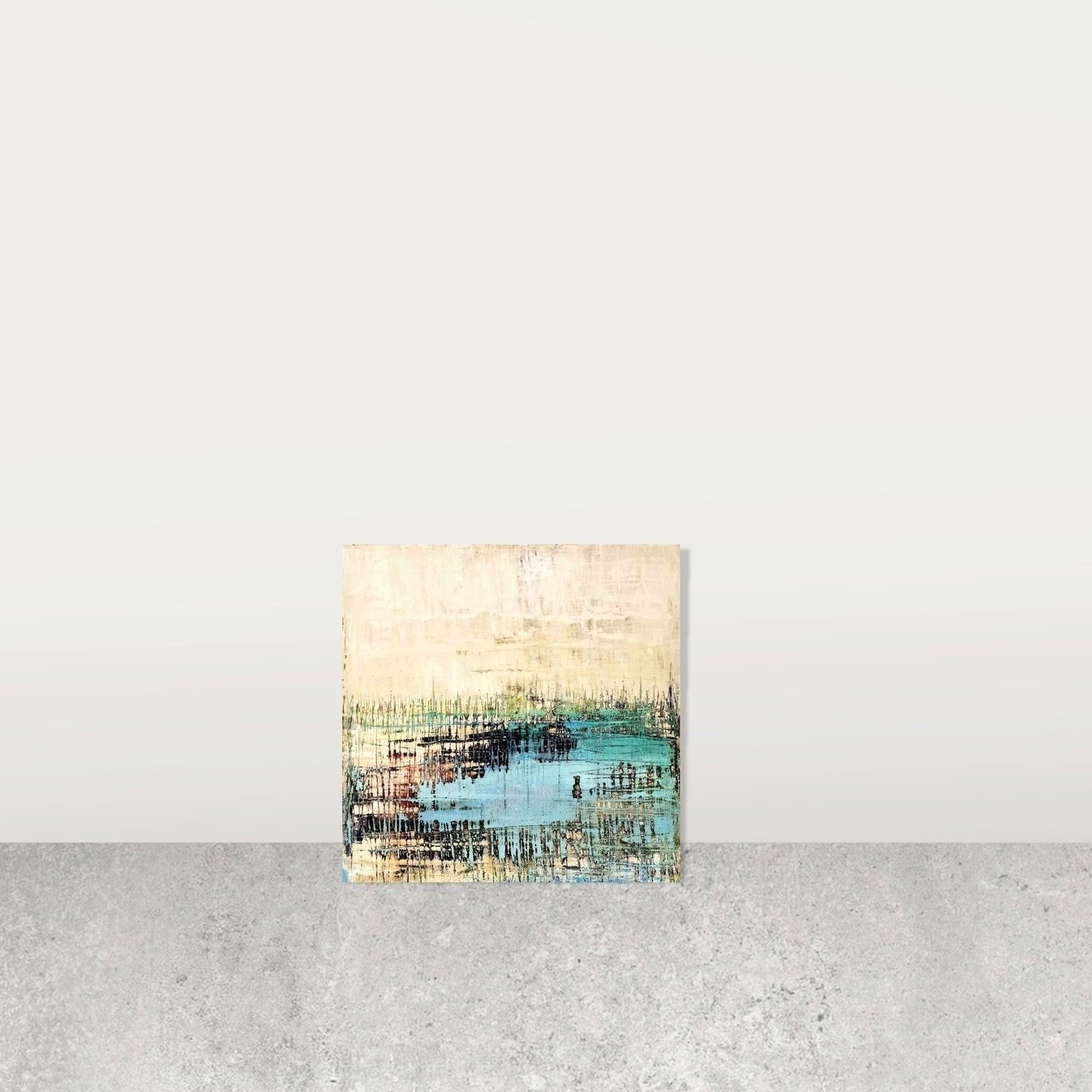 abstraktes Bild in beige, türkis - Hafenschilf mal anders - Moderne Auftragsmalerei Abstrakte Bilder & moderne Auftragsmalerei, abstrakte große bilder online kaufen, Auftrags Malere