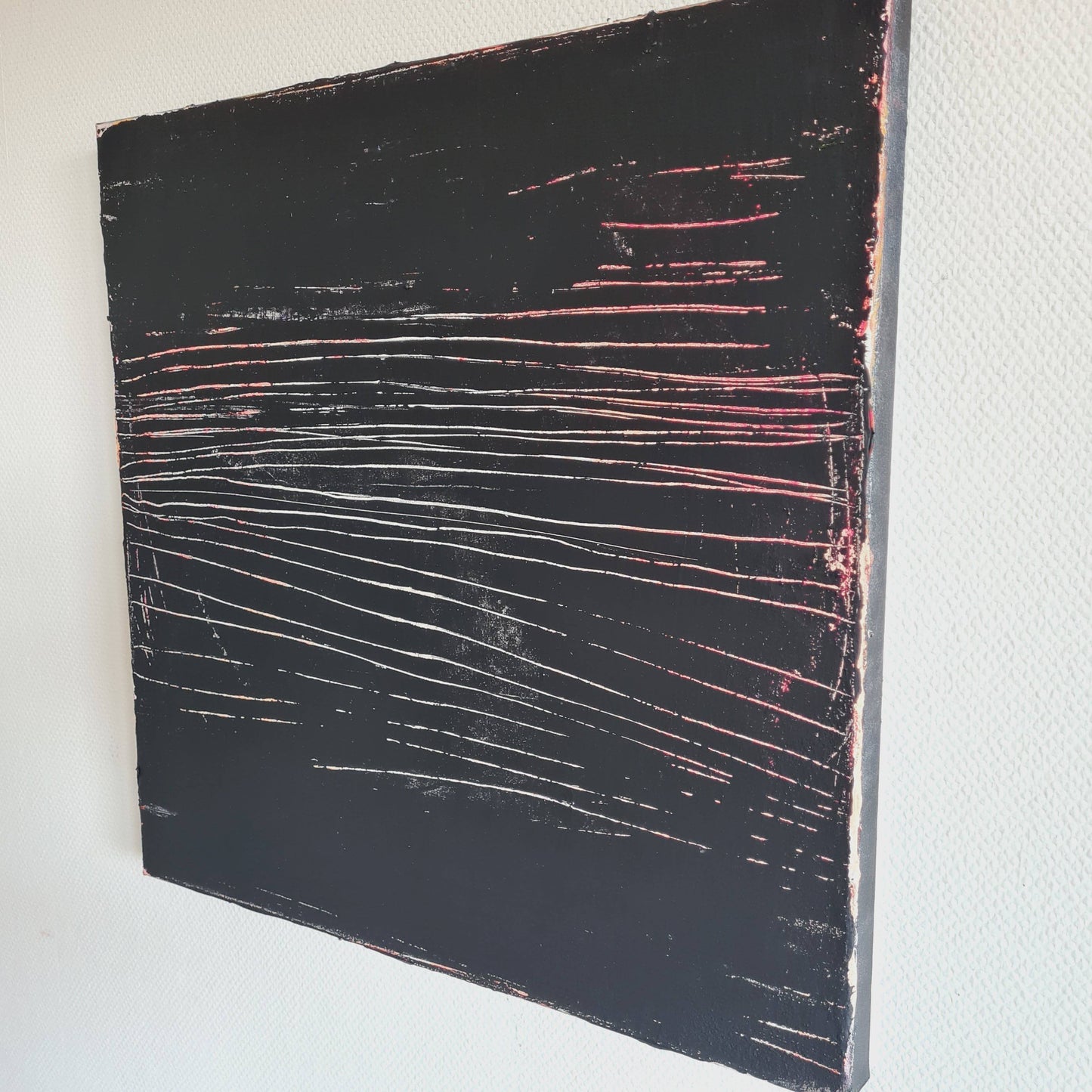 vorhandenes Unikat: Immer dem Weg entlang / 60 x 60 cm / schwarzweiss abstrakte acrylbilder auf leinwand