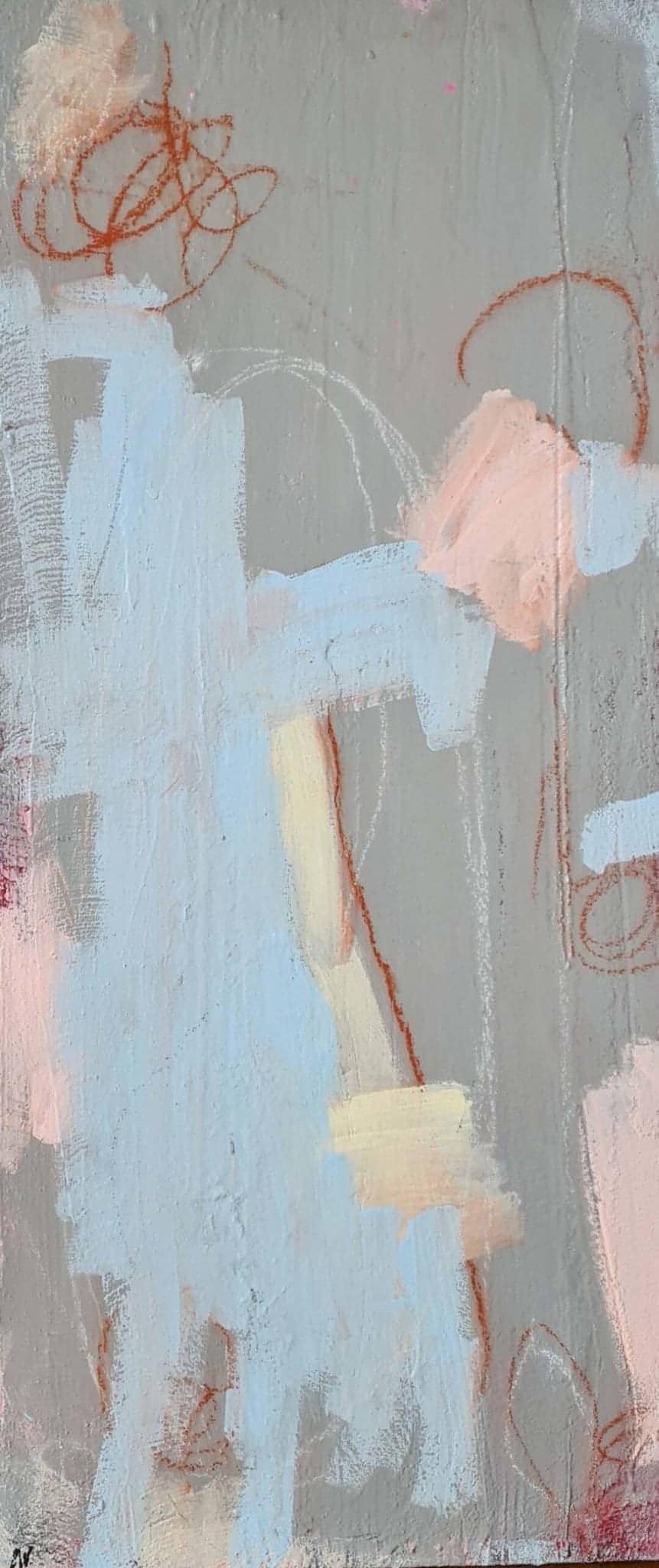 VORHANDEN / graue hellblaue Bilder / Mutterliebe / 90 x 40 cm / Art Abstrakte Bilder & moderne Auftragsmalerei, abstrakte große bilder online kaufen, Auftrags Malere