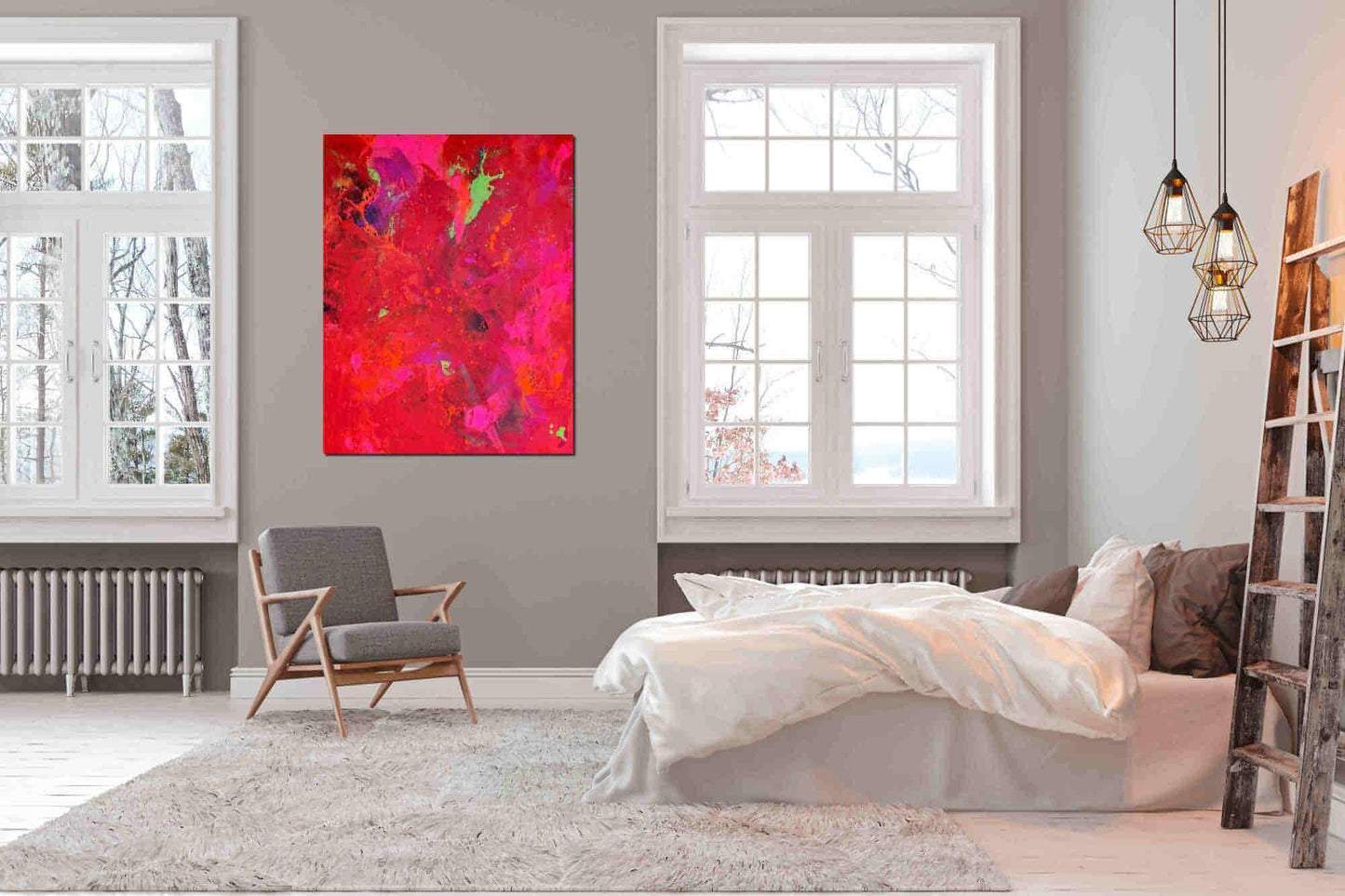 Auftragskunst, abstrakte Bilder, Rotes schwungvolles Gemälde als Auftragsbild - Leidenschaft und Energie,rote-grosse-bilder-kunstwerke, abstrakte Bilder kaufen ,
