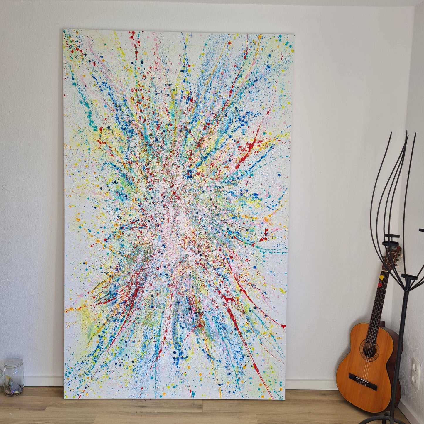 VORHANDEN / abstraktes gesprenkeltes acrylbild modern abstract art 220 x 130 cm Abstrakte Bilder & moderne Auftragsmalerei, abstrakte große bilder online kaufen, Auftrags Malere