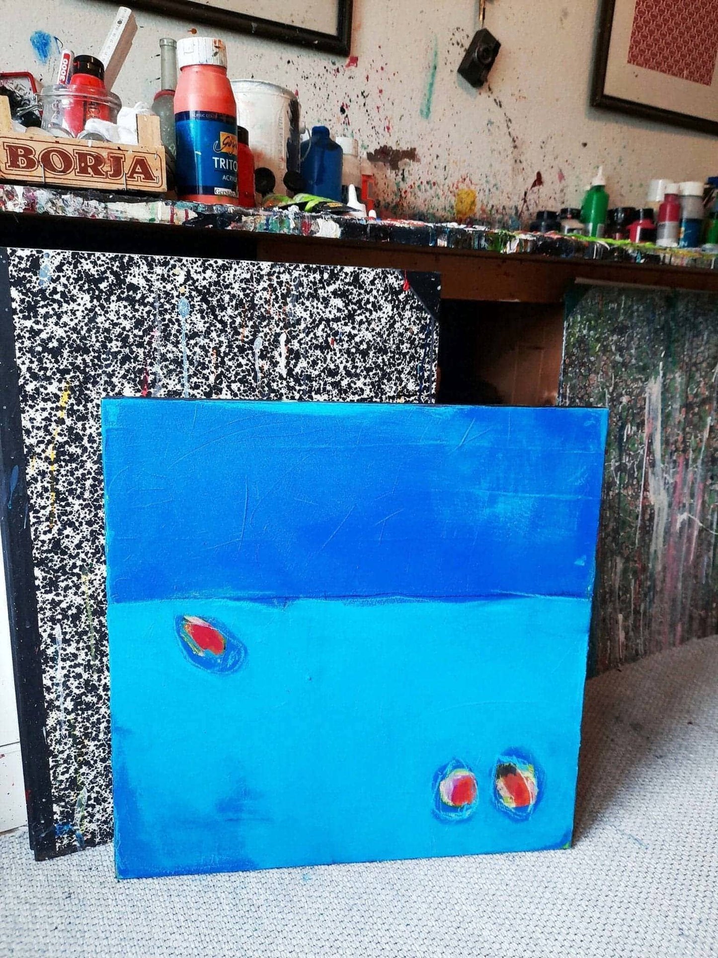Winterruhe / 60 x 60 cm / blau, Winterruhe / 120 x 120 cm / blau, Winterruhe / 120 x 200 cm / blau abstrakte acrylbilder auf leinwand