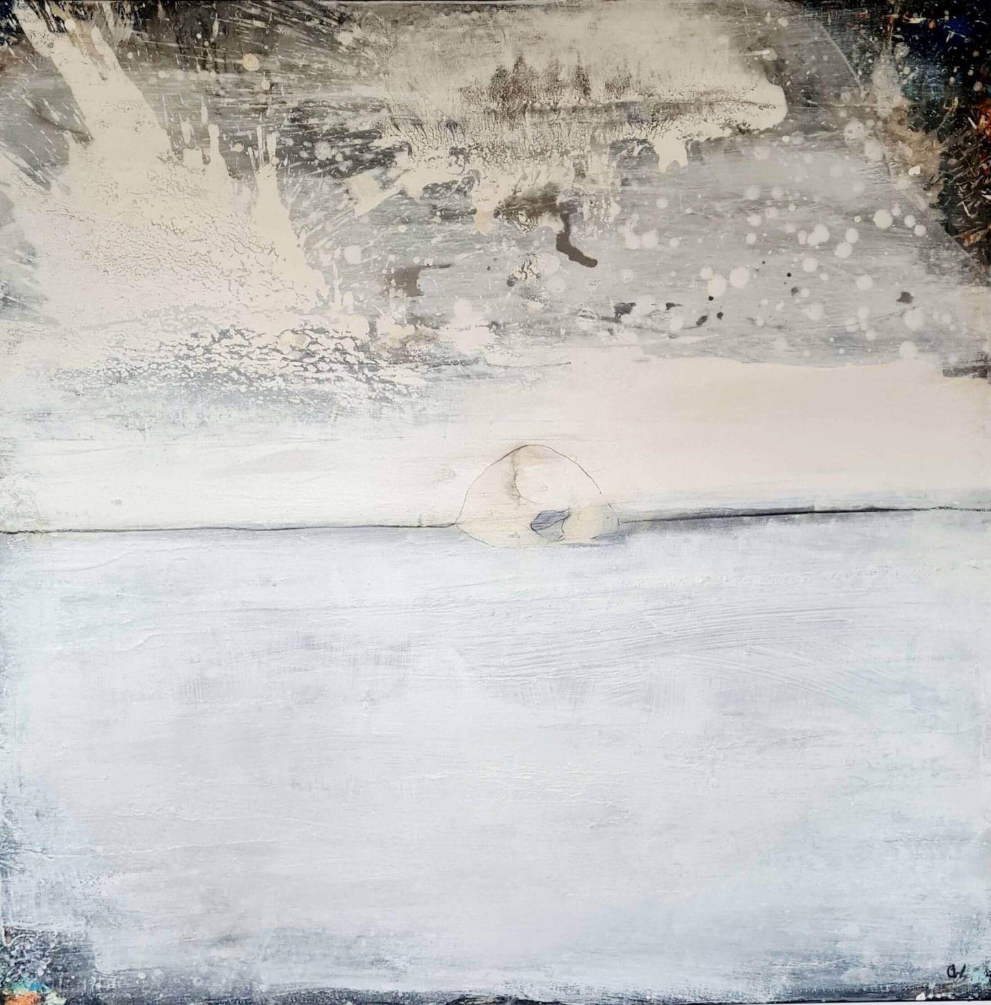 weisses bild - Dem Schneegestöber ganz nah - Ein Bergabenteuer in einem abstrakten Kunstwerk Abstrakte Bilder & moderne Auftragsmalerei, abstrakte große bilder online kaufen, Auftrags Malere