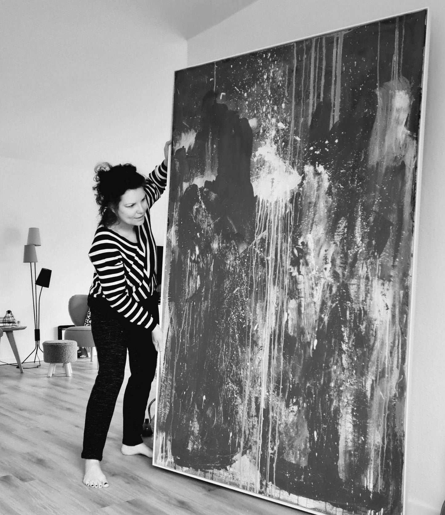 Rotes Kunstwerk für Treppenaufgang - Thema: Ideenrunde Abstrakte Bilder & moderne Auftragsmalerei, abstrakte große bilder online kaufen, Auftrags Malere