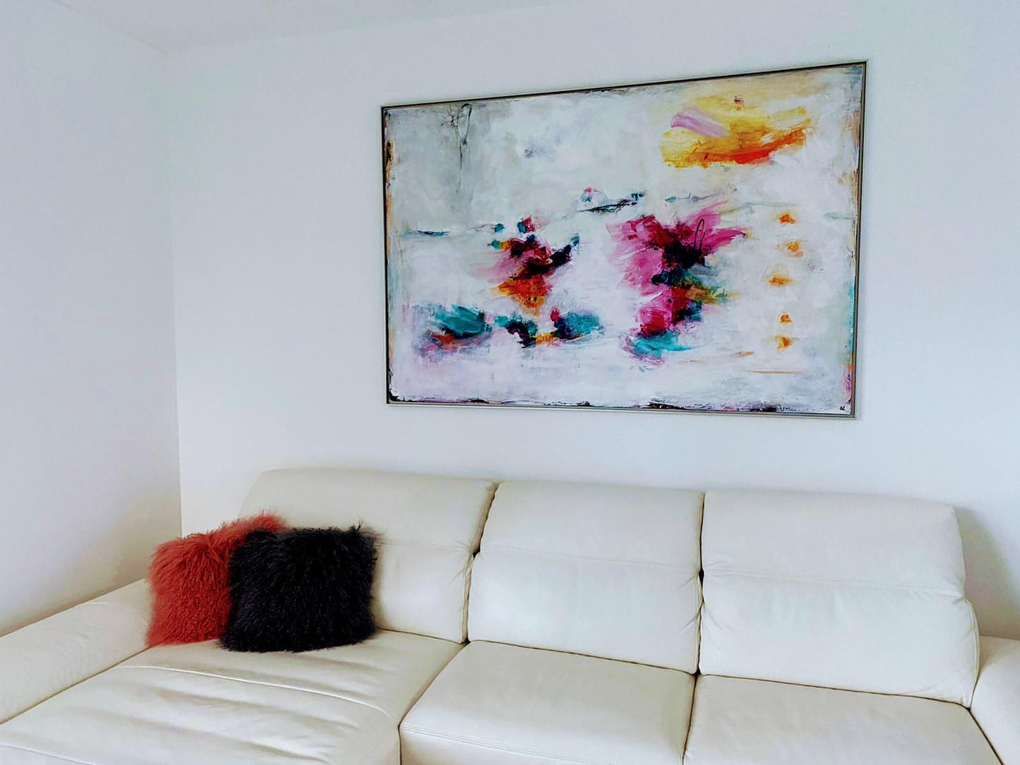 Liebestanz auf 220 x 120 cm / weiss / Direkt zum Aufhängen abstrakte acrylbilder auf leinwand