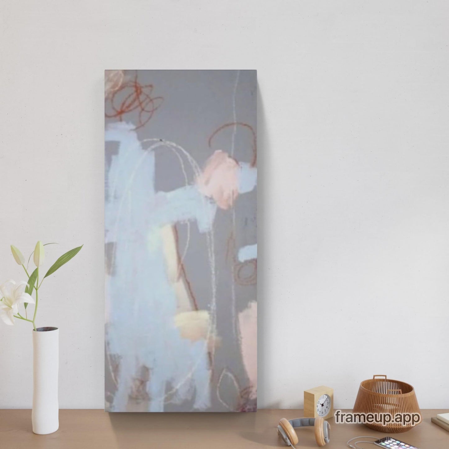 VORHANDEN / graue hellblaue Bilder / Mutterliebe / 90 x 40 cm / Art Abstrakte Bilder & moderne Auftragsmalerei, abstrakte große bilder online kaufen, Auftrags Malere