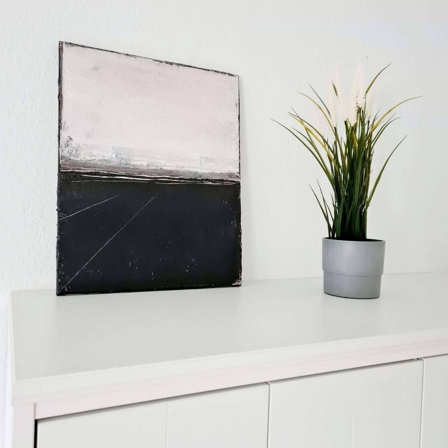 Ruhe / 50 x 70 cm / schwarz weiß, Ruhe / 100 x 80 cm / schwarz weiß, Ruhe / 120 x 100 cm / schwarz weiß, Ruhe / 200 x 120 cm / schwarz weiß abstrakte acrylbilder auf leinwand