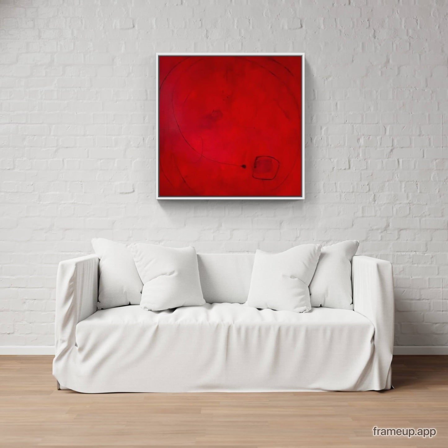 vorhandenes Unikat: Sommerzeit inkl. Schattenfugenrahmen / 120 x 120 cm / rot abstrakte acrylbilder auf leinwand