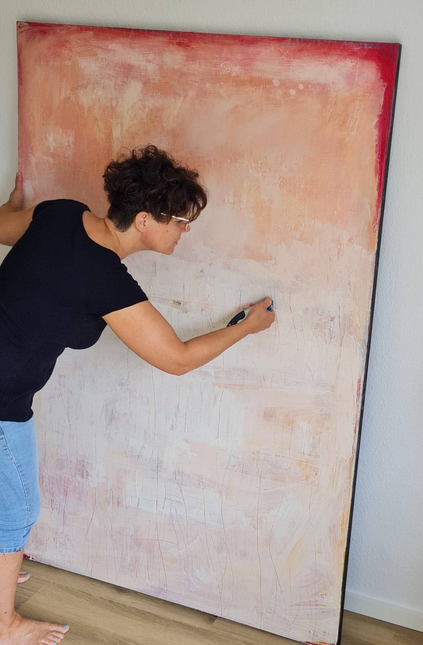Sommerparty / weiss rosa / Abstrakt abstrakte acrylbilder auf leinwand