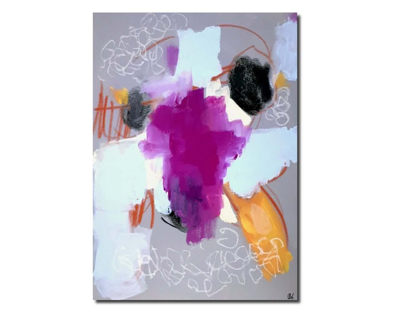 vorhandenes Unikat: Friedliches Landleben / 50 x 40 cm / grau abstrakte acrylbilder auf leinwand