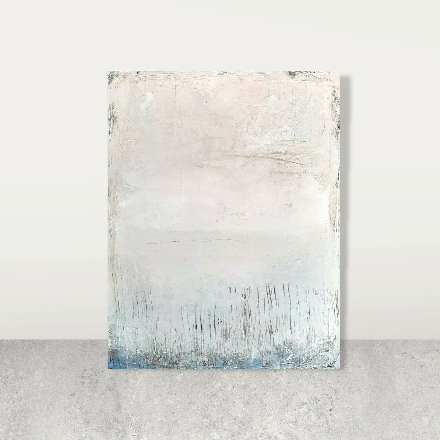 Individuelles Kunstwerk: Auftragsmalerei in zartem Weiß und Blau Abstrakte Bilder & moderne Auftragsmalerei, abstrakte große bilder online kaufen, Auftrags Malere