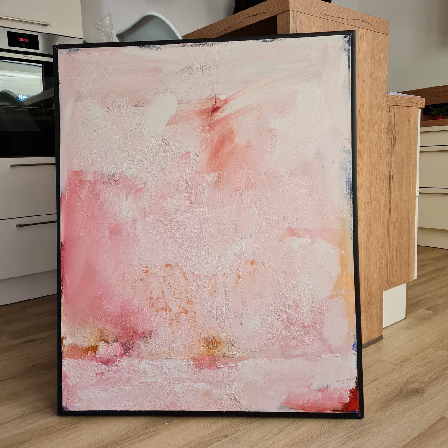 Individuelles Kunstwerk - Sanftes Rosa-Weißes Bild auf Bestellung Abstrakte Bilder & moderne Auftragsmalerei, abstrakte große bilder online kaufen, Auftrags Malere